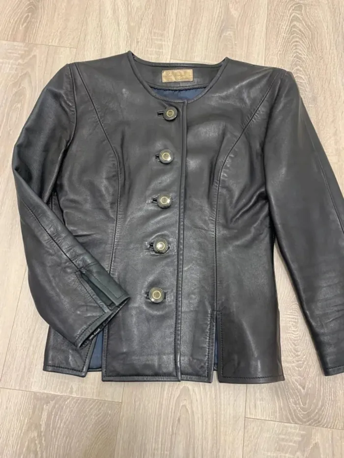 Veste en cuir bleu foncé san giorgio