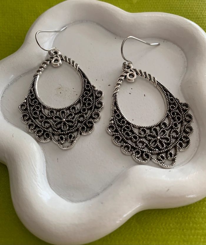 Boucles d’oreilles bohémiennes en alliage de zinc argenté - photo numéro 2