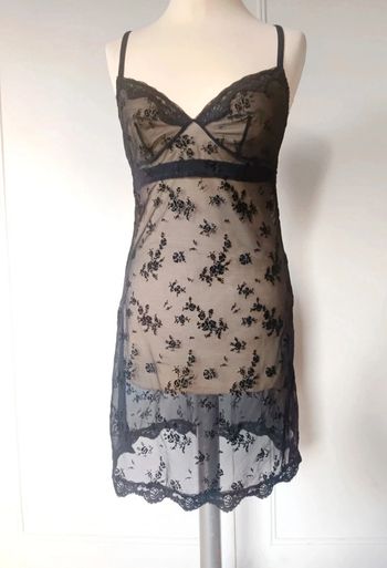 robe lingerie nuisette dentelle transparente Noir fleuri taille m 38