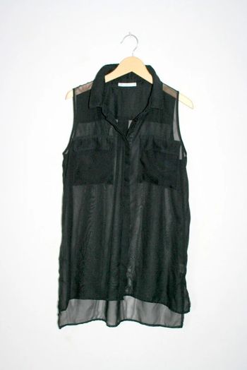 Longue chemise sans manche voile noire Gémo taille 46