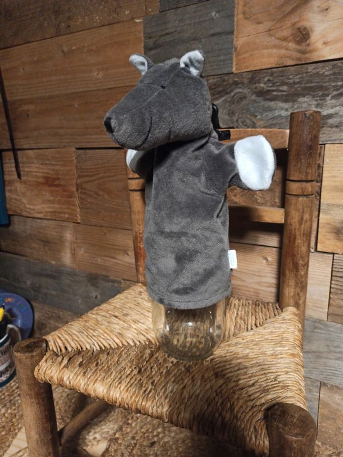 peluche marionnette loup jacadi tbe - photo numéro 2