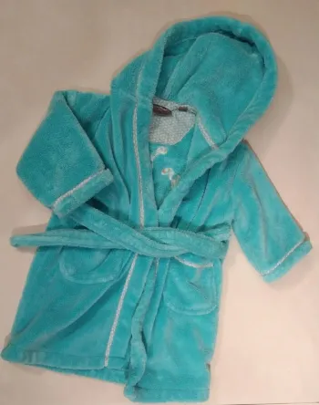 robe de chambre polaire carré blanc garcon 2 ans