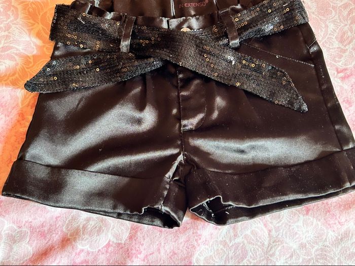 Short festif en satin noir petite fille - photo numéro 2