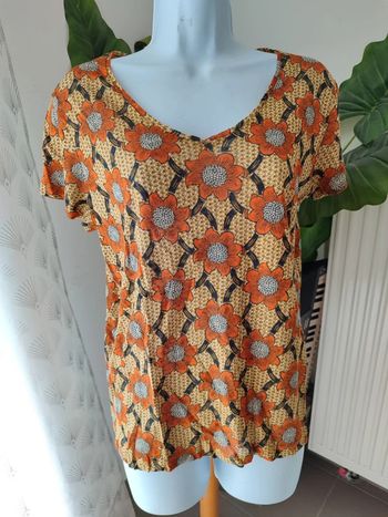 T shirt en lin imprimé