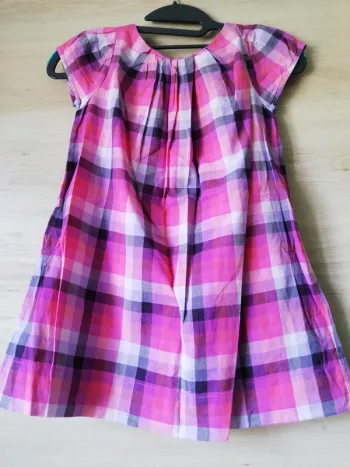 Robe à carreaux rose, prune, fille