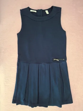 Robe chasuble Okaïdi 8 ans avec bas plissée bleu marine