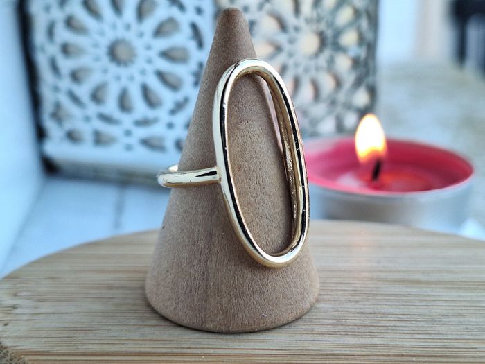 Bague ovale ouverte Doréé , avec un design simple et Minimaliste, Ajustable - photo numéro 2