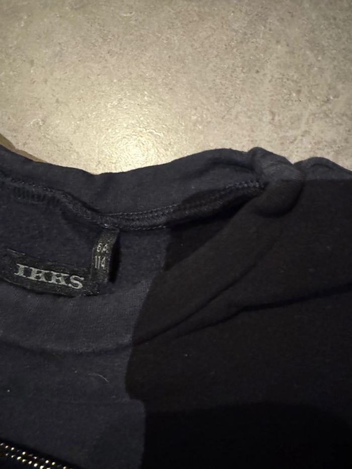 Pull / Sweat court avec 3 bandes & 6 boutons - Ikks - Cœurs / Mermaids - Bleu marine, doré - 6 ans - photo numéro 2