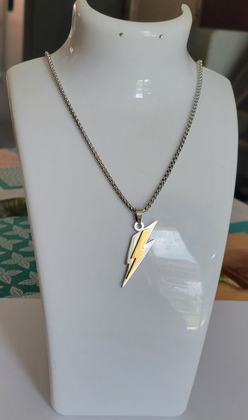 COLLIER HOMME ECLAIR ARGENTE ET DORE ! NEUF !