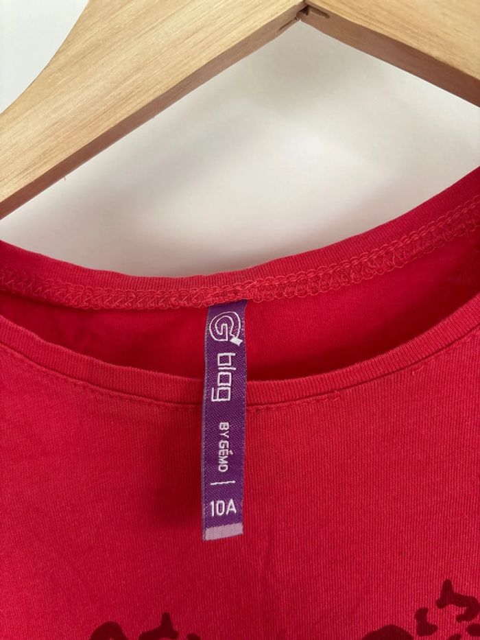 t-shirt rouge à manches longues avec cœur - gemo taille 10 ans - photo numéro 3