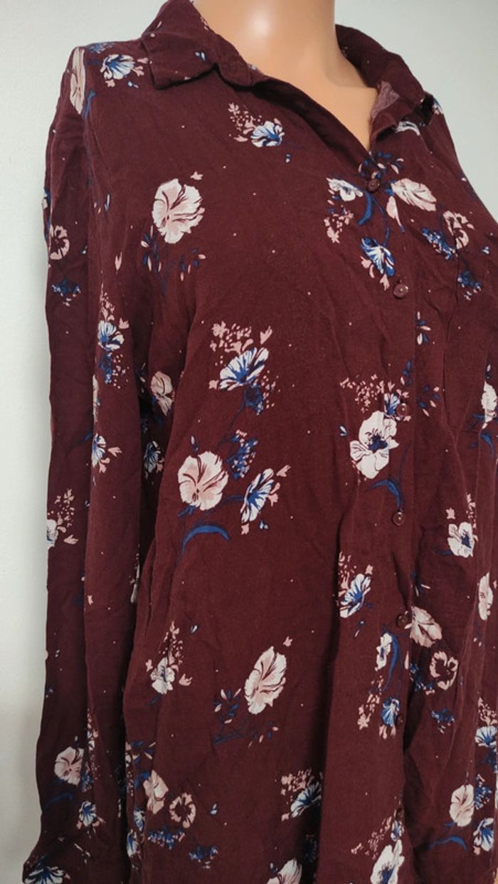 Chemise bordeaux fleurie M - photo numéro 2