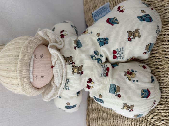 Doudou poupée lutin beige blanc imprimé MOULIN ROTY - photo numéro 1
