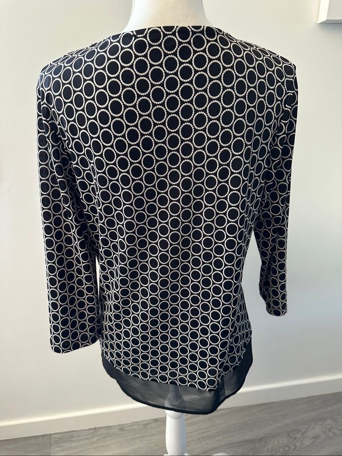 Blouse bariolée ronds noire et blanche Christine Laure T2 42/44 XL/XXL - photo numéro 5