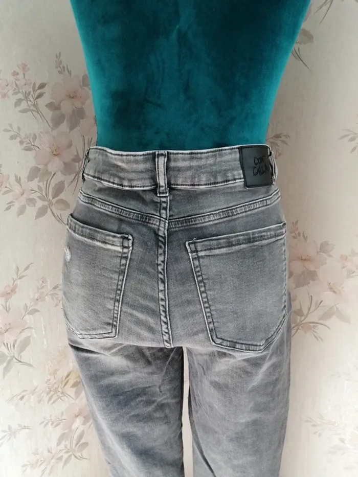 Jeans skinny high waist gris troué avec effet déchiré aux chevilles / jennyfer / (40) - photo numéro 8