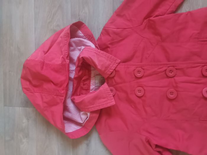 imperméable cyrillus neuf 8 ans fille corail avec capuche et doublé - photo numéro 2
