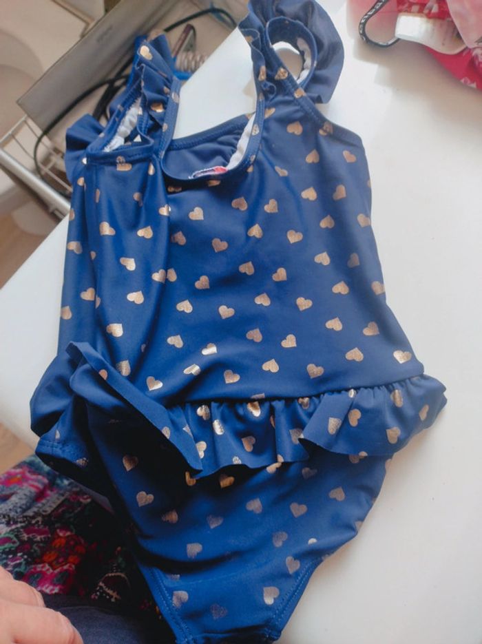 Maillot de bain bleu avec coeurs dorés Lili marelle - photo numéro 4