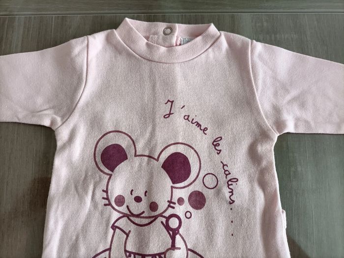 Pyjama coton 🐭 rose pâle 1 mois - photo numéro 3