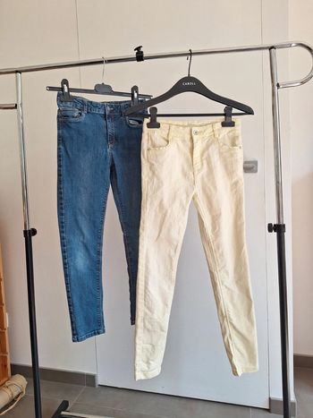 Lot 2 Jean Vertbaudet jaune et bleu enfant fille 10 ans
