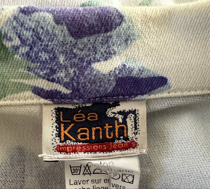 Blazer en jean denim à fleurs blanc et bleu Léa Kanth Y2K Vintage T40 L - photo numéro 6
