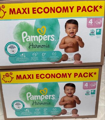 Lot de 2 paquets de couches Pampers Harmonie, taille 4 (9–14 kg).