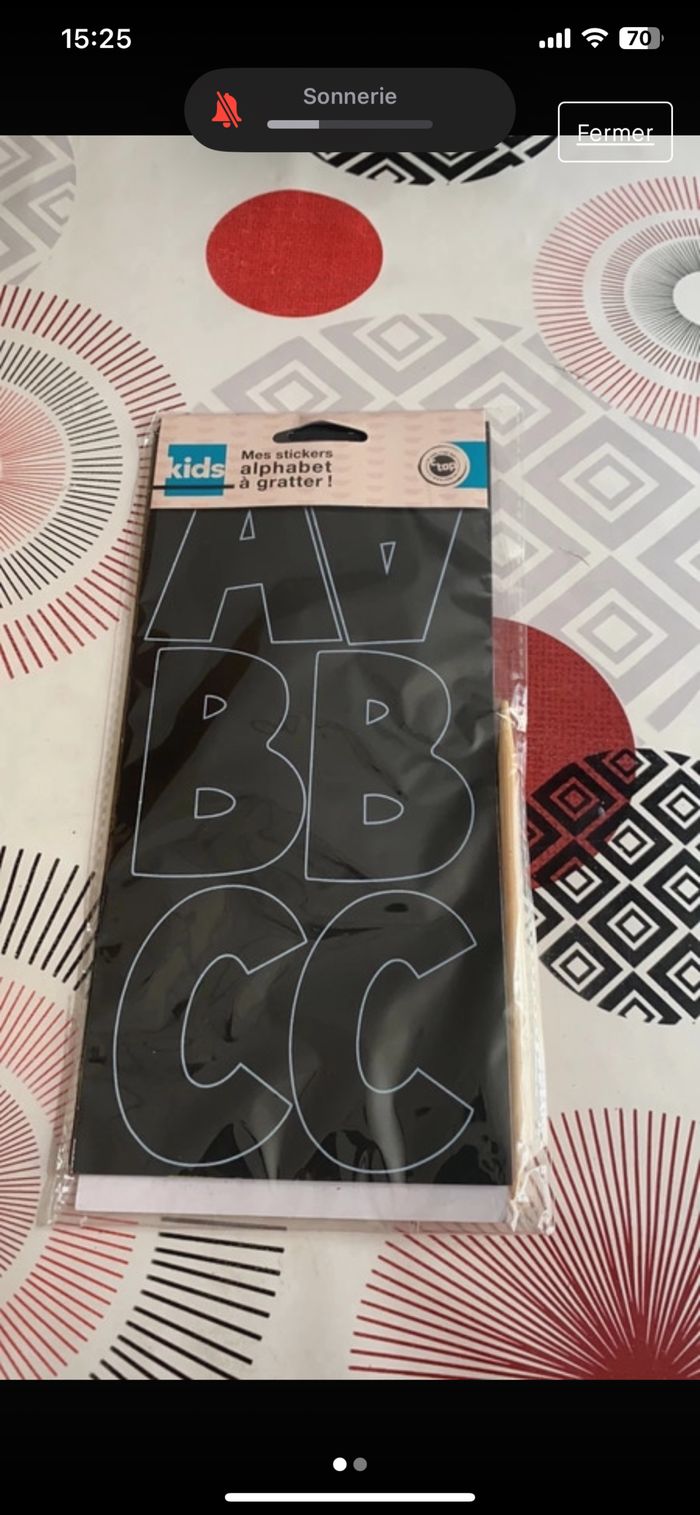 68 stickers alphabet à gratter