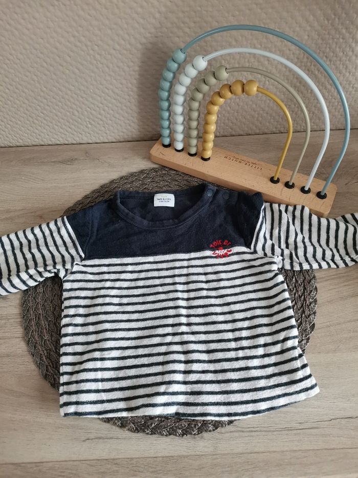 Petit pull léger 12 mois Tao tape à l'œil marinière