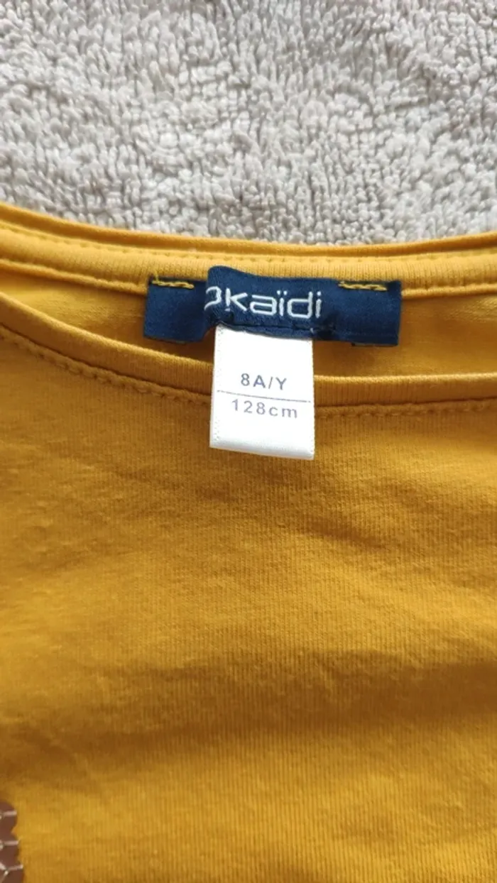 T-shirt manches longues jaune moutarde cerf okaidi 8 ans - photo numéro 5