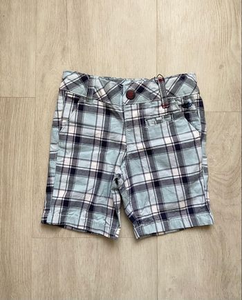 Pantacourt short bleu carreau 2 ans 