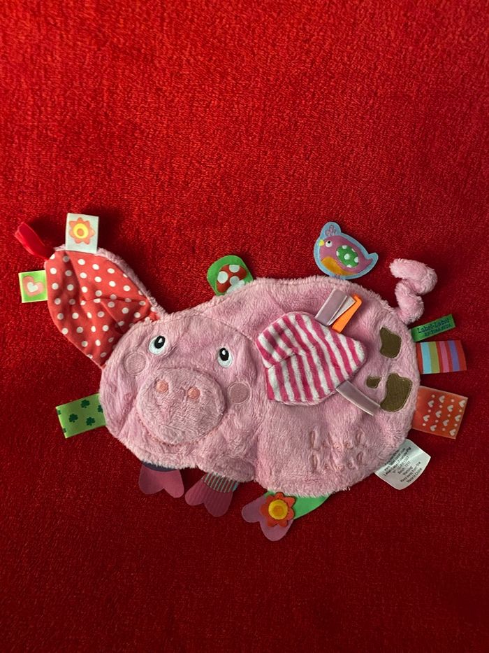 Label label doudou plat cochon activité éveil étiquettes singe queue TTBE - photo numéro 4