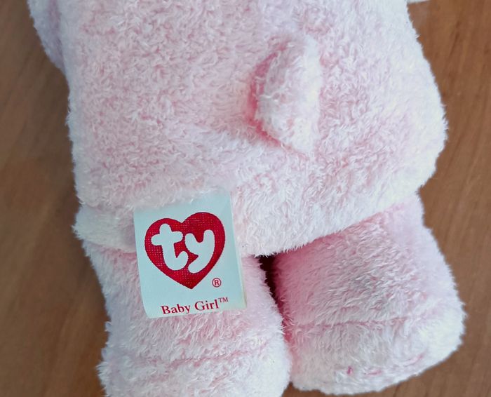 Peluche. Doudou ours rose avec un bonnet de nuit. TY. Baby girl. 17,5 cm - photo numéro 5