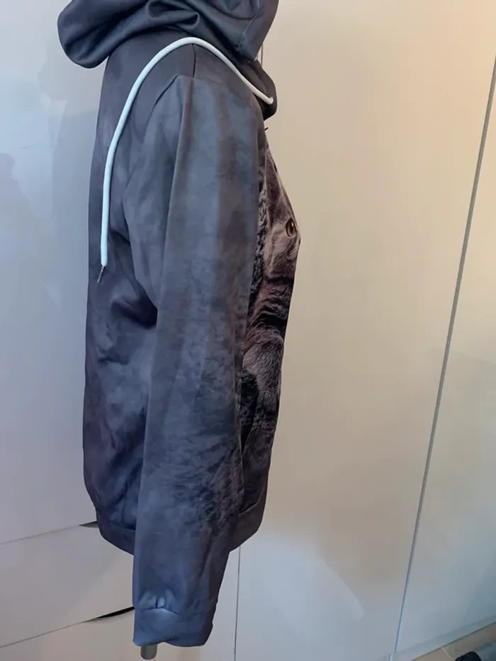 Sweat leger  zippe a capuche chat taille 36 - photo numéro 7