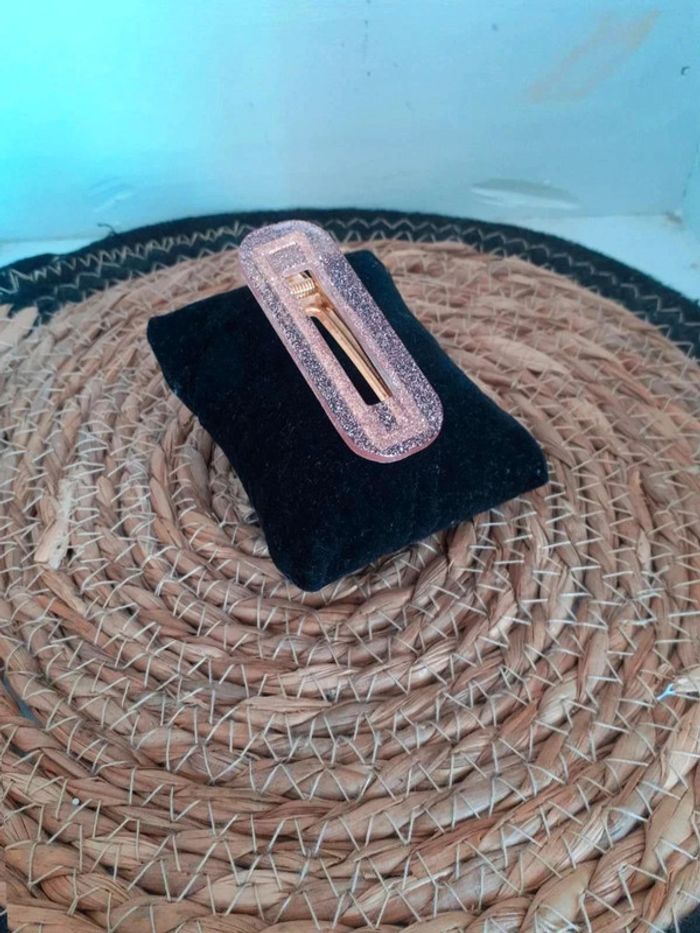 Barrette cheveux rose transparente pailletée n°10 - photo numéro 3