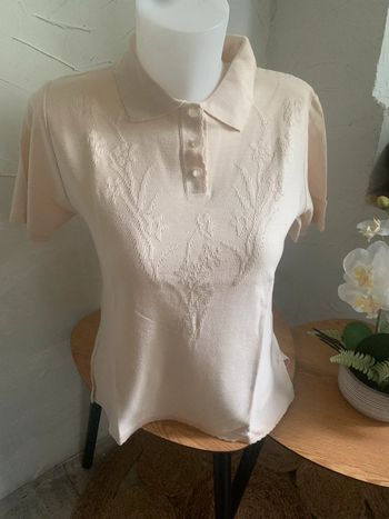 Pull vintage crème manches courtes taille 36-38