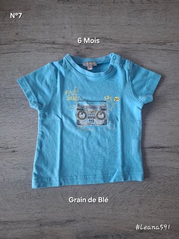 🌷N°7🌷Tee-shirt Courtes Manches - Grain de Blé - 6 Mois🌷