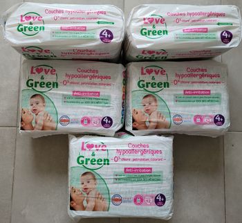 5 paquets de couches love and Green taille 4+