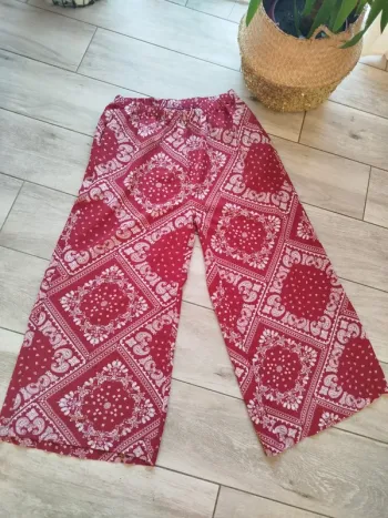 Pantalon large fluide rouge Shein
