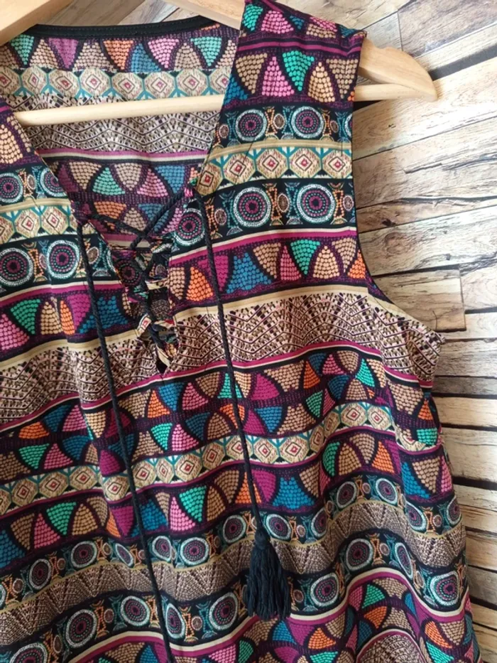 Débardeur long motif multicolore ethnique - photo numéro 7