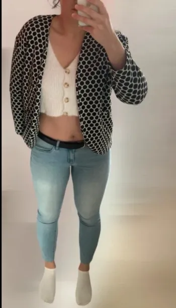 Veste blazer à pois noir et blanc