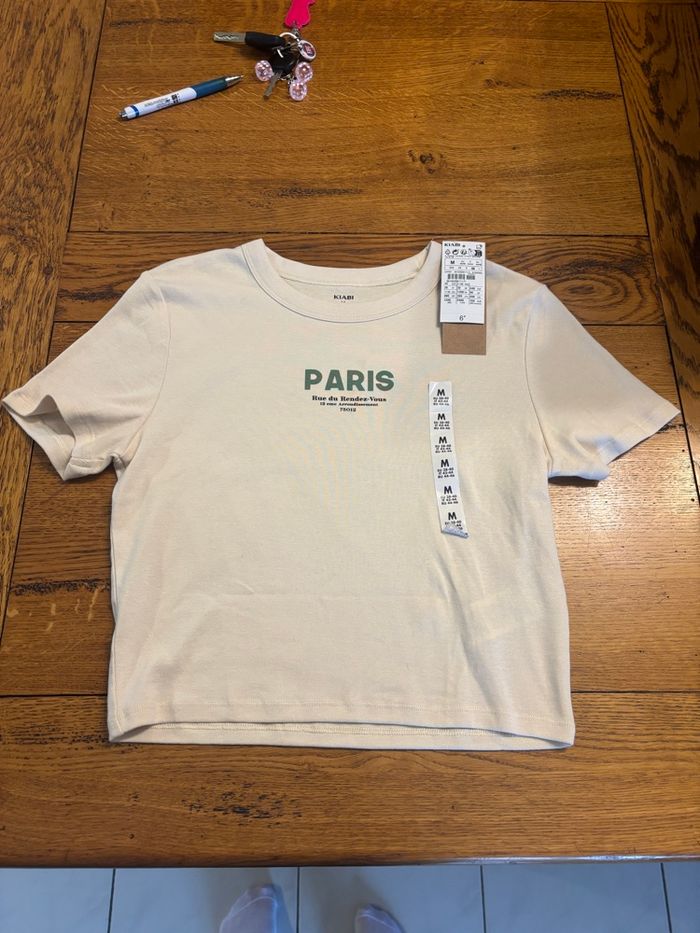 T-shirt blanc à motifs neuf avec étiquette taille M - photo numéro 5