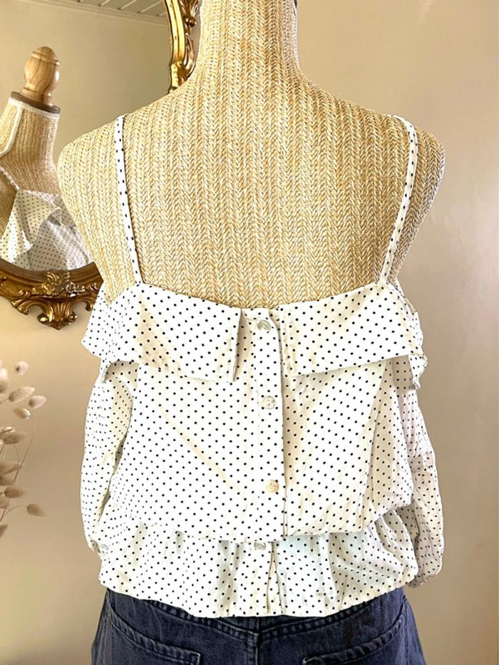 Sublime Top blanc à Pois noir Vintage dressing - photo numéro 9