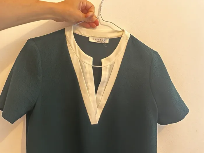 Robe habillée verte foncée avec effet chemisier - photo numéro 2