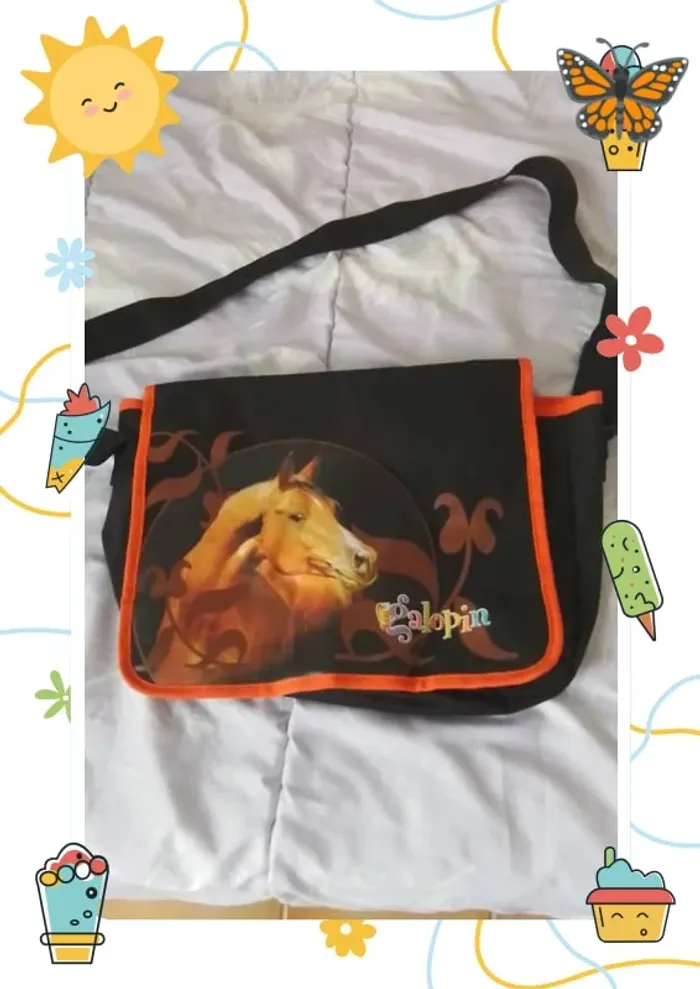 Sac bandoulière cheval Achat occasion Cartables Galopin Noir