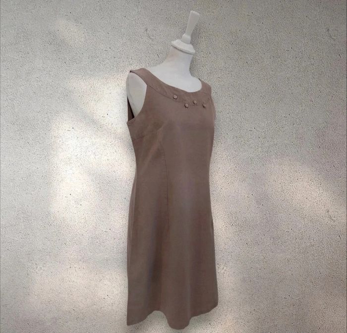 Robe sans manche beige coton et lin taille 40 - photo numéro 3
