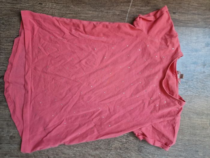 Tee shirt manche courte rose strass 6 ans