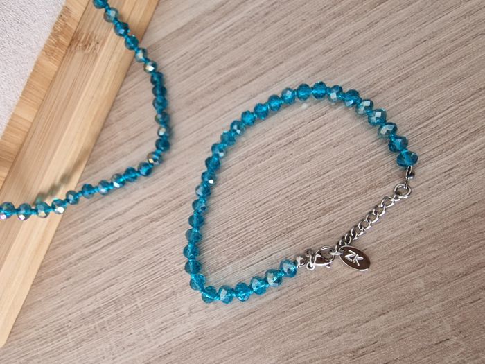 Parure de bijoux en perles de verre turquoise Zabok - photo numéro 2