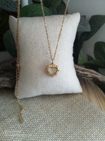 Collier coeur pierre de sélénite