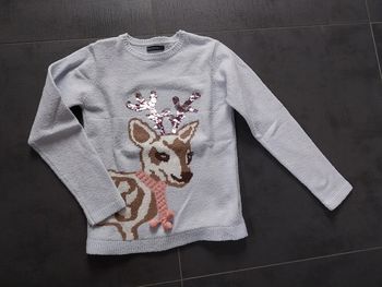 Pull fille 10 ans renne sequin