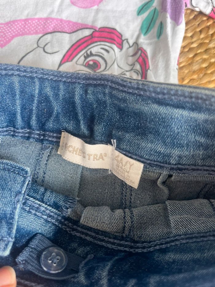 Ensemble été teeshirt et jupe patineuse en jean 4 ans - photo numéro 2