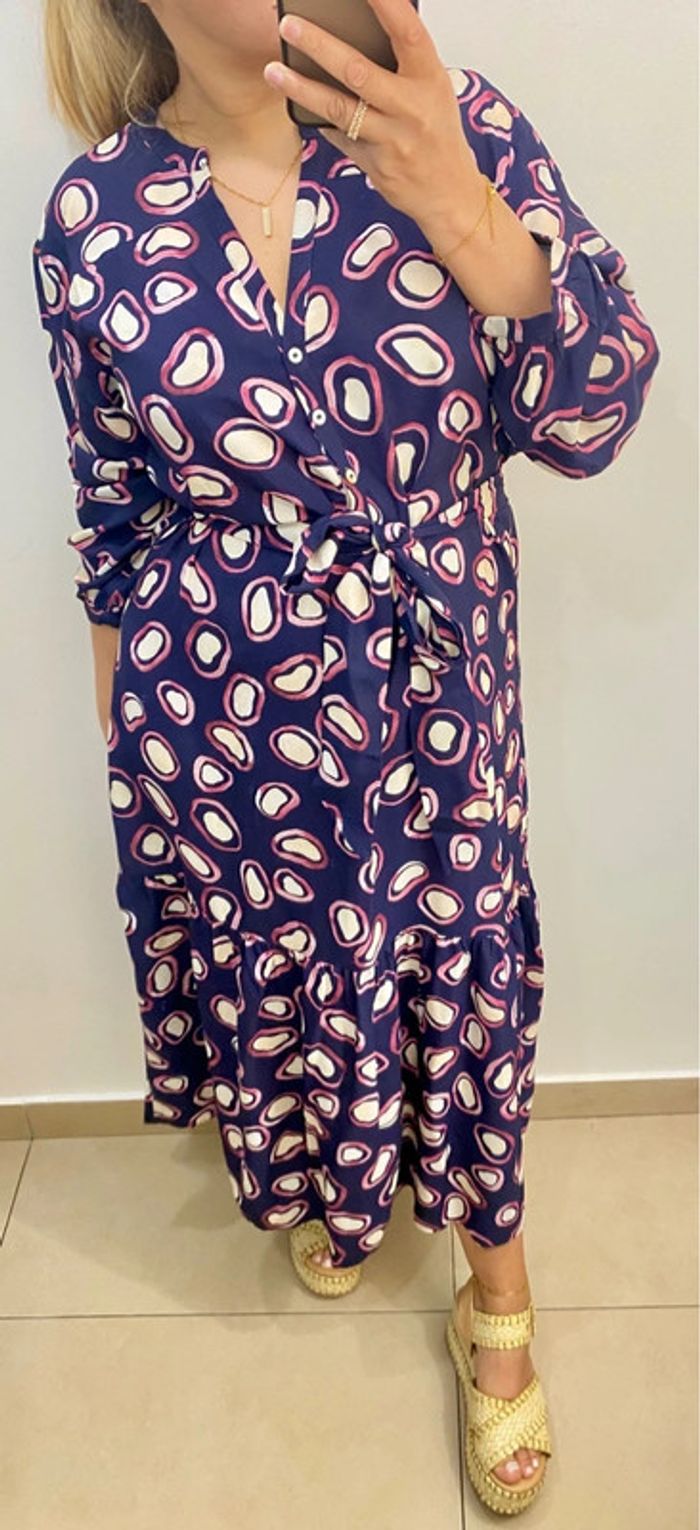 Jolie Robe Longue Imprimée Avec Ceinture Taille L - photo numéro 6