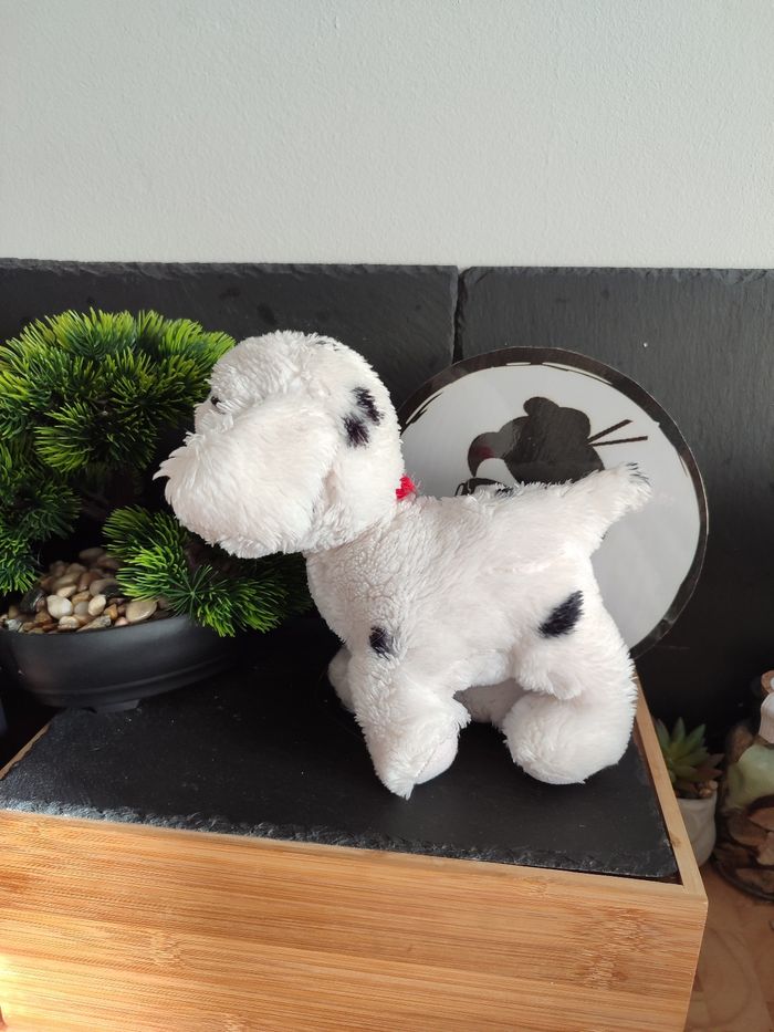 Peluche chien les 101 dalmatiens Disney blanc noir tâche collier rouge vintage - photo numéro 2